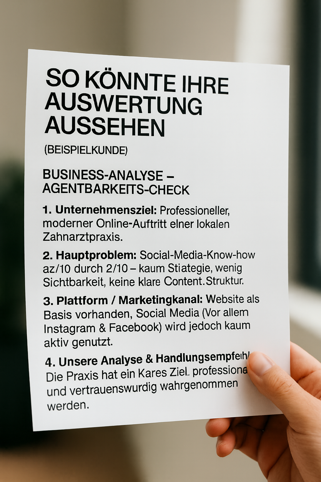 Auswertungsbeispiel ERgebnis, Profialananalyse, strategie