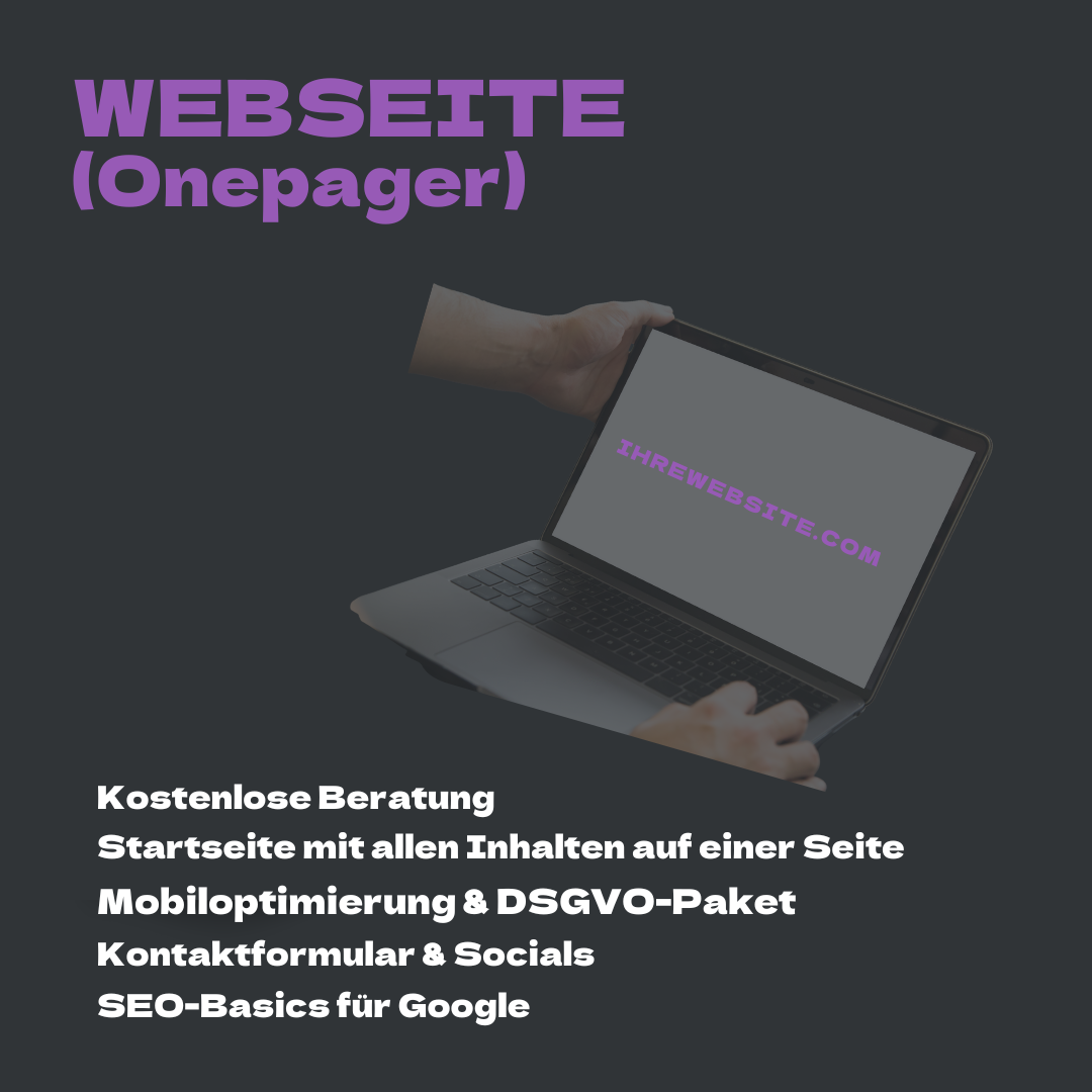 Onepager Webseite Design – moderne Landing Page für schnelle Online-Präsenz